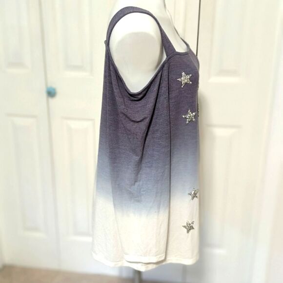 NWOT Women's INC International Concepts Ombre Silver Stars Cold Shoulder Sweater - Picture 4 of 15